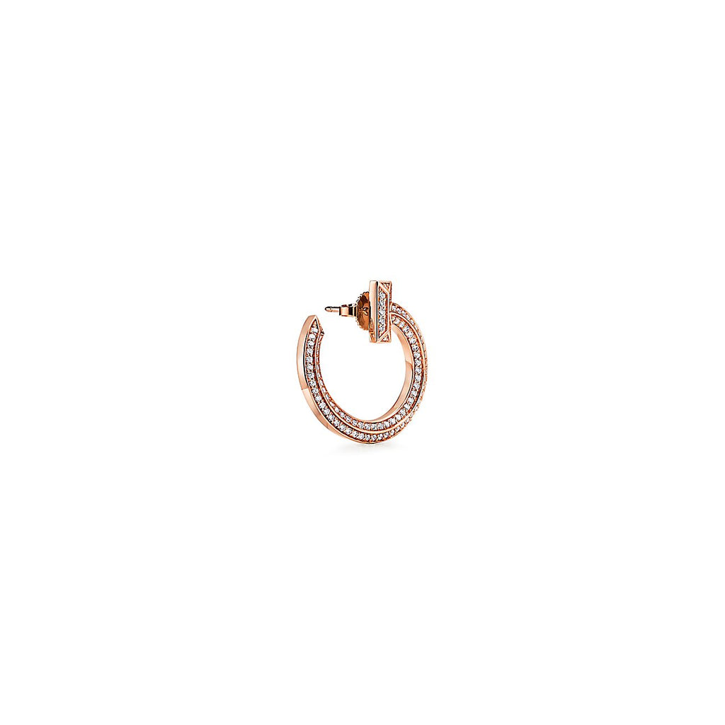 18K Tiffany T1 Open Hoop Rose Gold Earrings