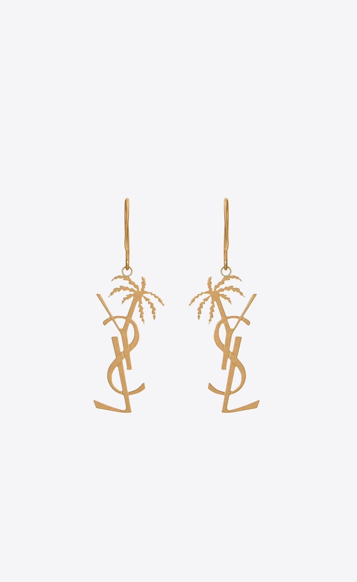 18K YSL Monogram Palmier Statement Earrings