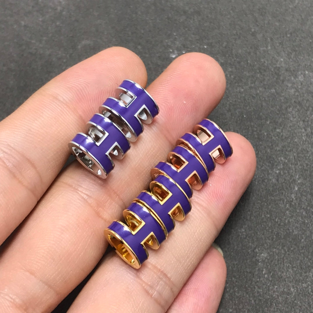 18K Mini Pop Hermes Purple Earrings