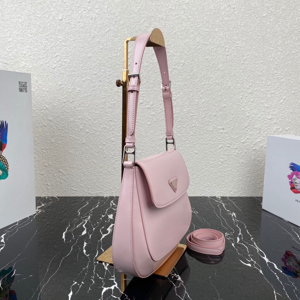 PRADA CLEO 24 PINK BRUSHED LEATHER SHOULDER BAG