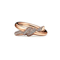 18K Rose Gold Tiffany Knot Double Row Diamonds Ring