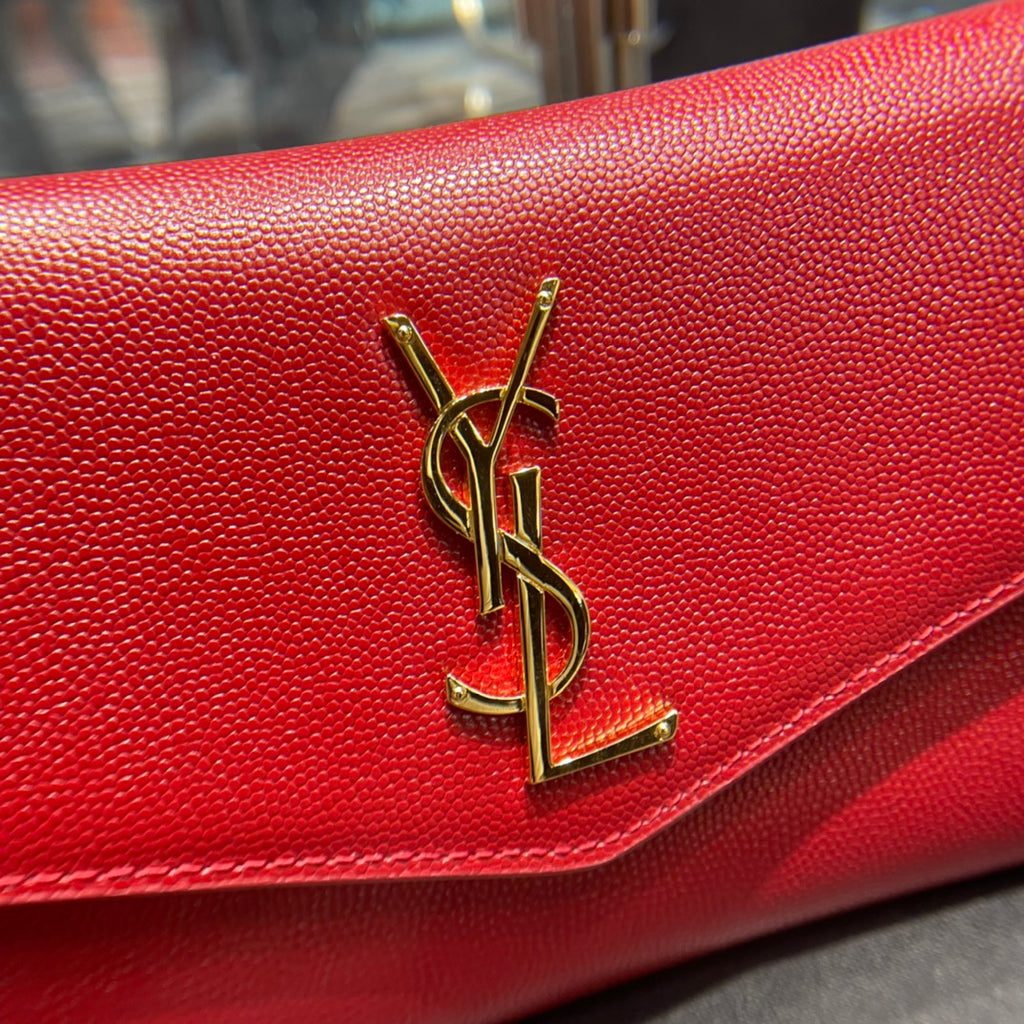 UPTOWN CHAIN WALLET 19 RED GRAINED CALFSKIN