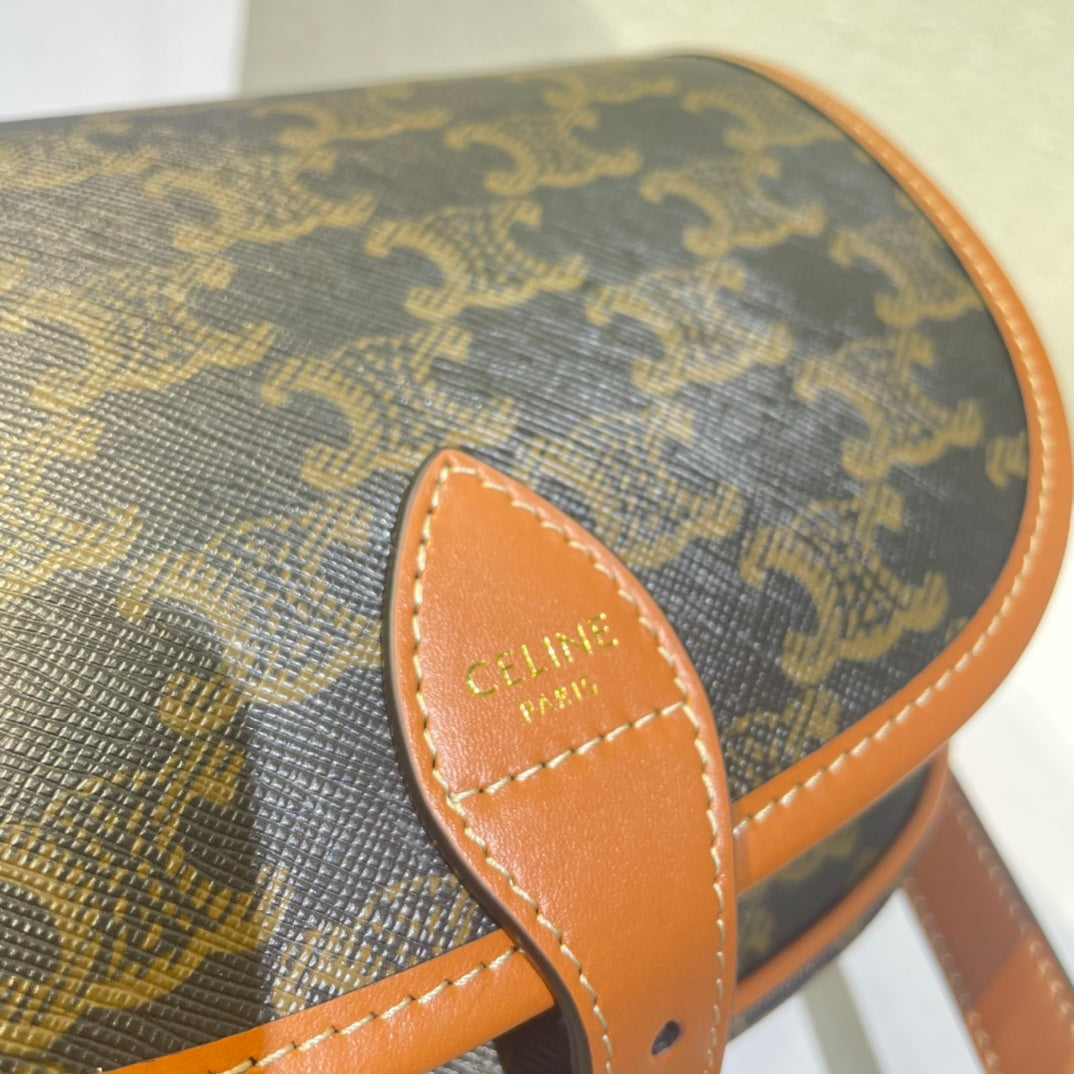 CELINE FOLCO BAG 18 BLACK IN TRIOMPHE CANVAS AND CALFSKIN