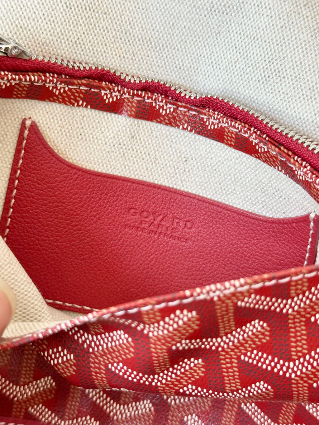 PLUMET POCKET WALLET 20 IN CLASSIC RED GOYARDINE CANVAS AND LAMBSKIN TRIM