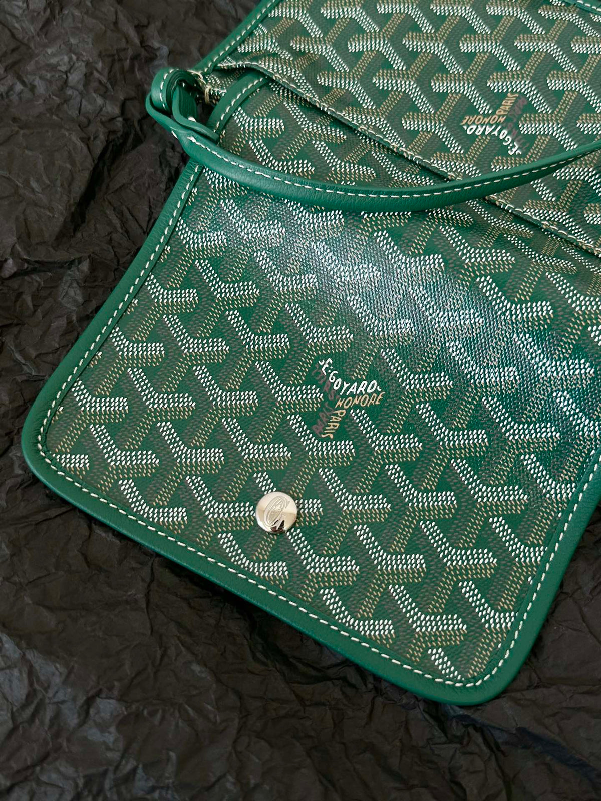 PLUMET POCKET WALLET 20 IN GREEN GOYARDINE CANVAS AND LAMBSKIN TRIM