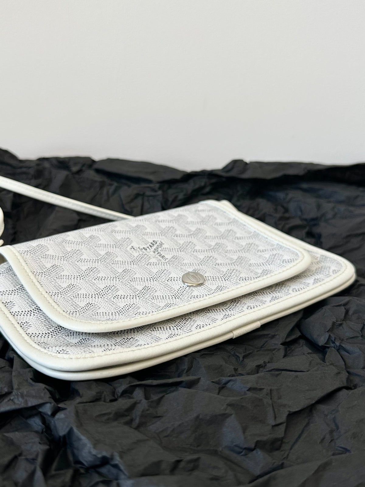 PLUMET POCKET WALLET 20 IN WHITE GOYARDINE CANVAS AND LAMBSKIN TRIM