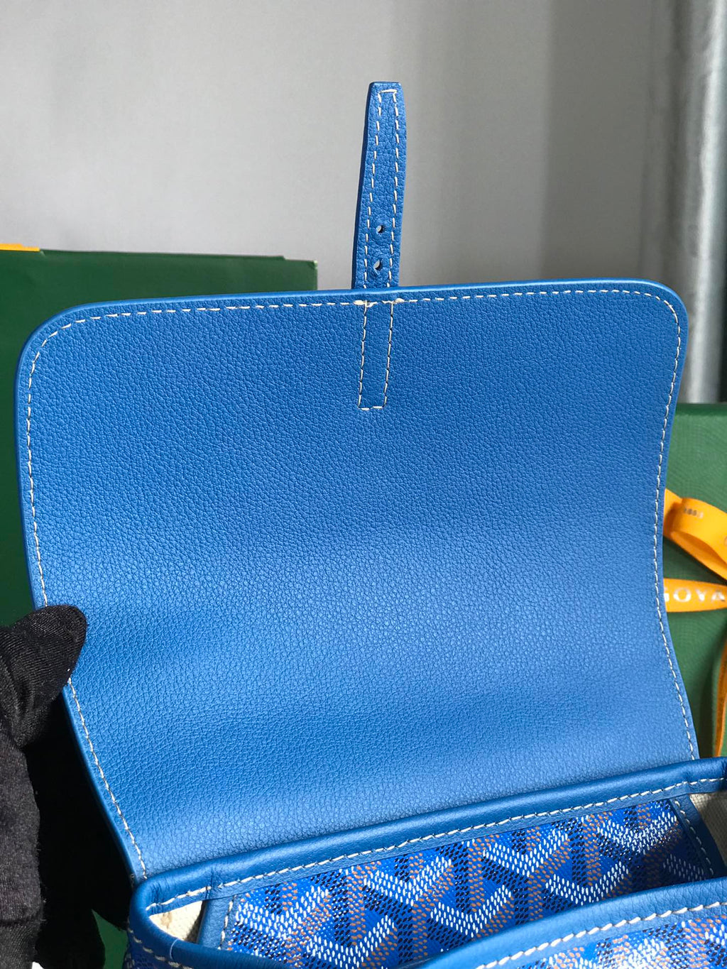 ALPIN MINI BACKPACK 21 IN SAPPHIRE BLUE LAMBSKIN AND GOYARDINE CANVAS