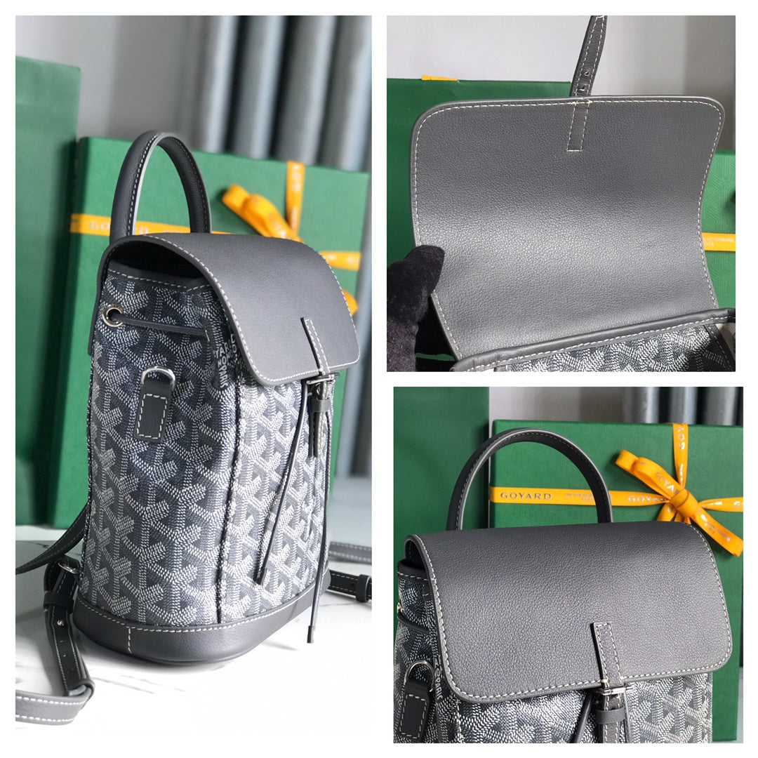 ALPIN MINI BACKPACK 21 IN GRAY LAMBSKIN AND GOYARDINE CANVAS