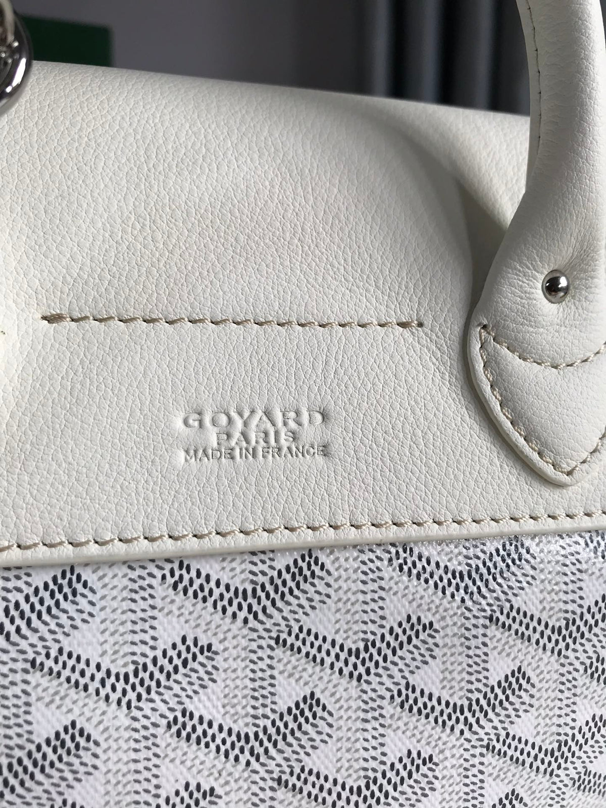 ALPIN MINI BACKPACK 21 IN WHITE LAMBSKIN AND GOYARDINE CANVAS