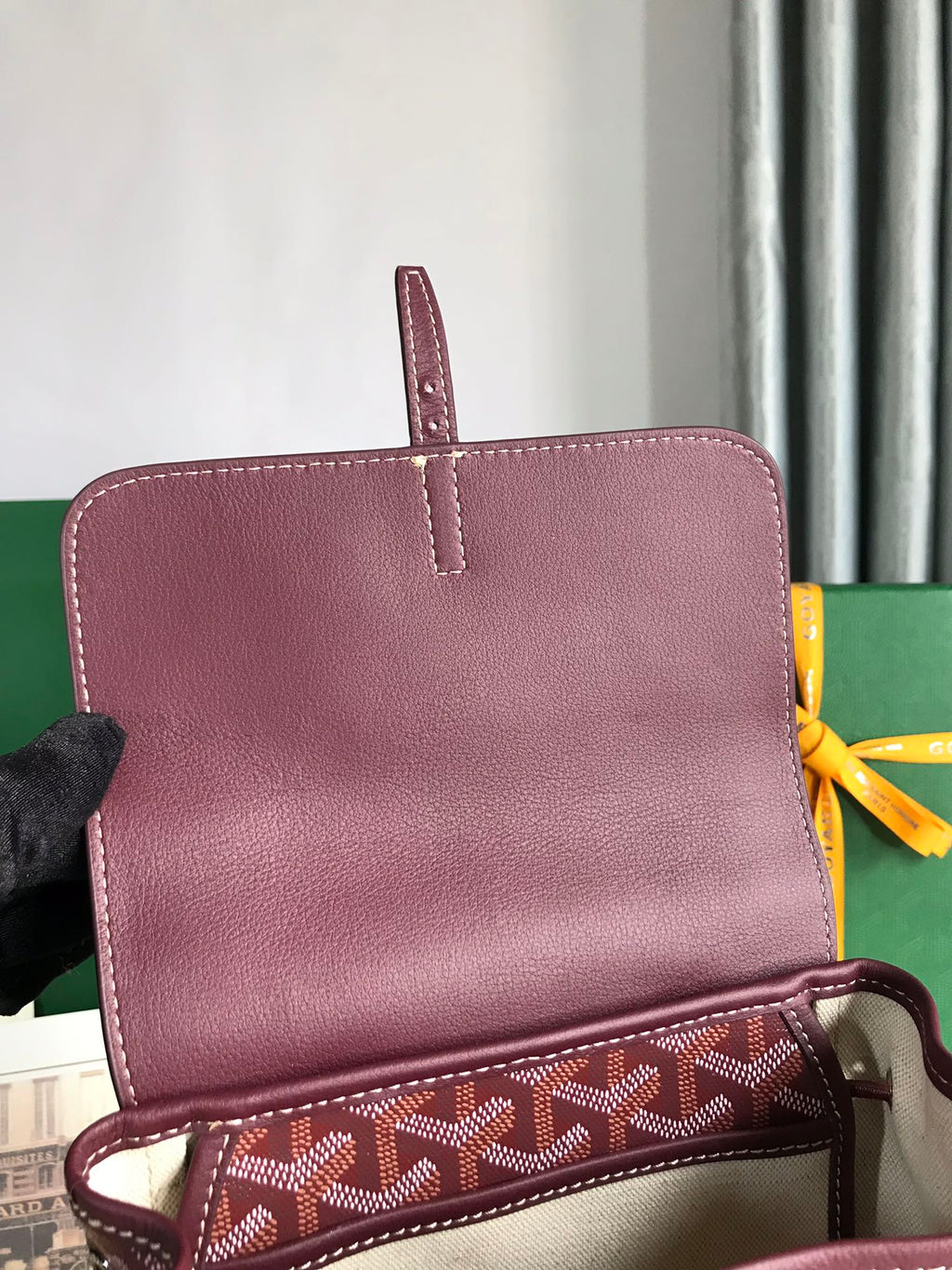 ALPIN MINI BACKPACK 21 IN WINE RED LAMBSKIN AND GOYARDINE CANVAS