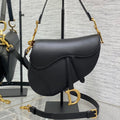 SADDLE BAG 24 IN BLACK CALFSKIN GOLD HARDWARE