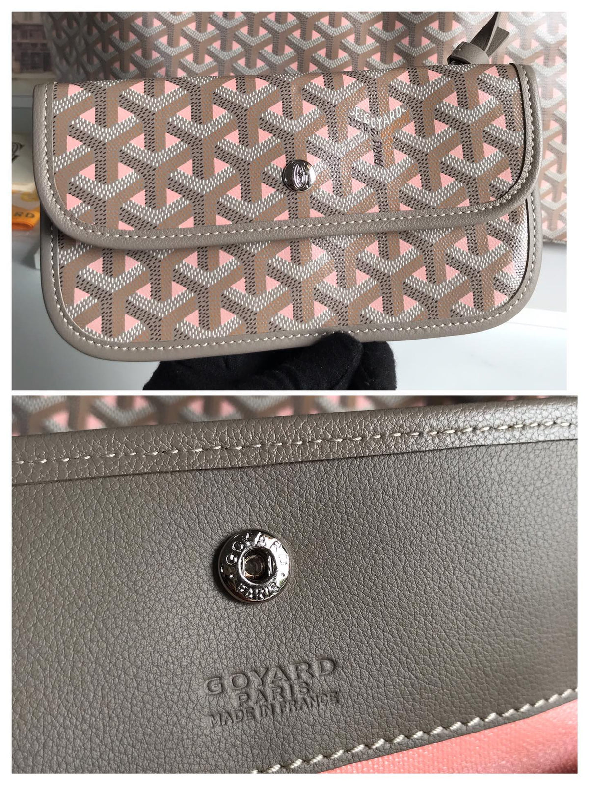 SAINT LOUIS PM 40 IN GREY MIX PINK GOYARDINE CANVAS AND CALFSKIN