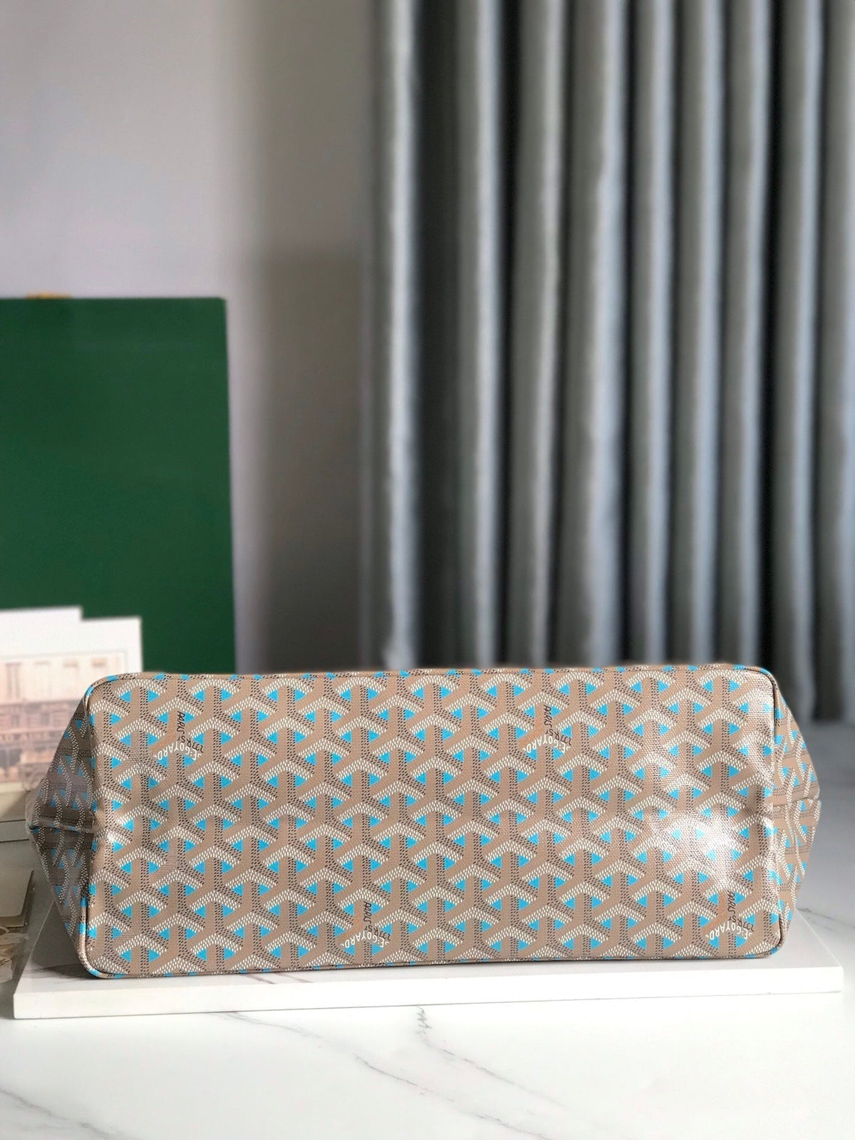 SAINT LOUIS PM 34 IN GREY MIX BLUE GOYARDINE CANVAS AND CALFSKIN