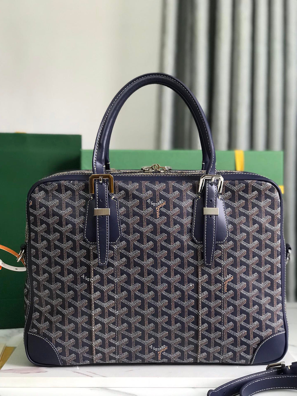 AMBASSADE DOCUMENT CASE 35 IN NAVY BLUE GOYARDINE CANVAS