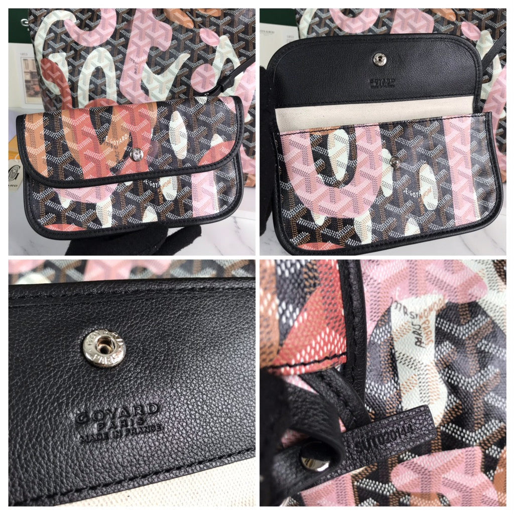 SAINT LOUIS GM BAG 40 IN PINK LETTRES CAMOUFLAGE GOYARDINE CANVAS