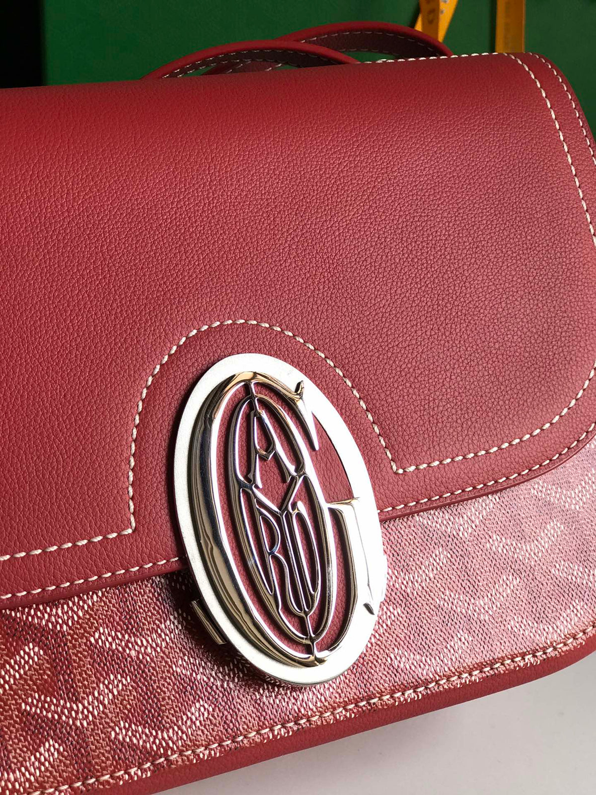 233 BAG 25 IN CLASSIC RED CALFKIN AND GOYARDINE CANVAS