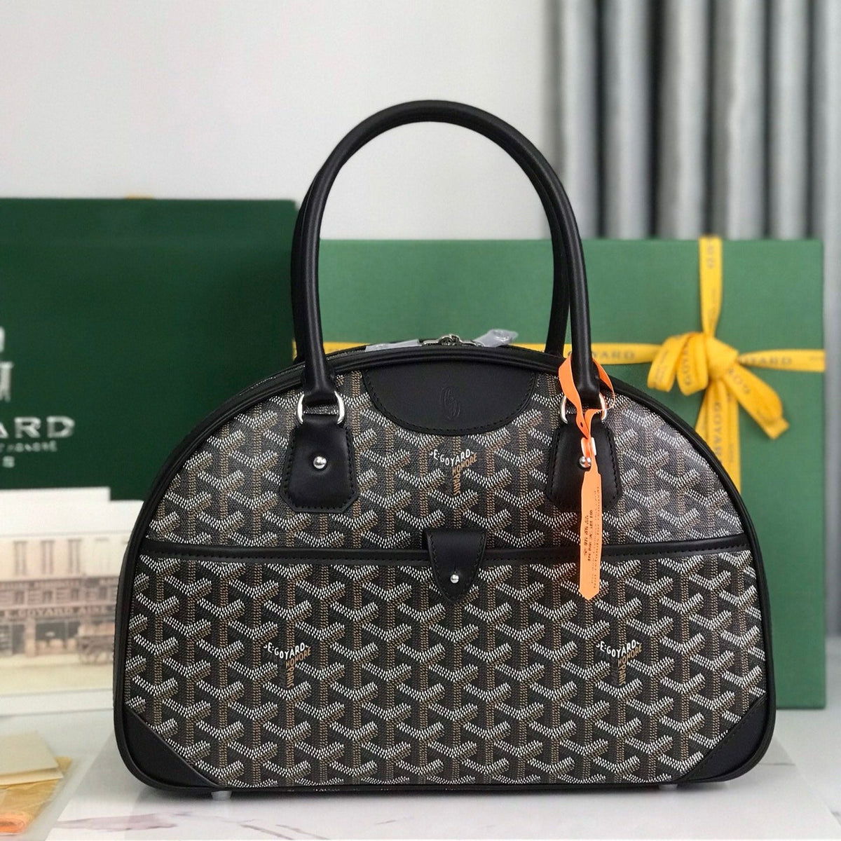 SAINT JEANNE BAG 35 IN BLACK GOYARDINE CANVAS AND CALFSKIN