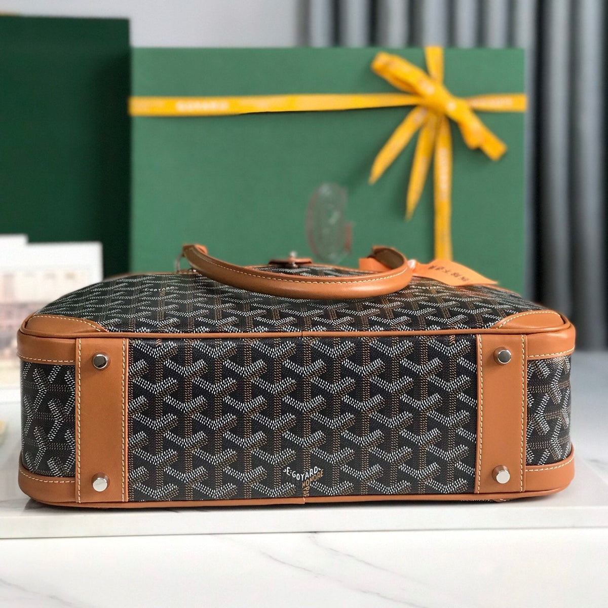 SAINT JEANNE BAG 35 IN BROWN GOYARDINE CANVAS AND CALFSKIN