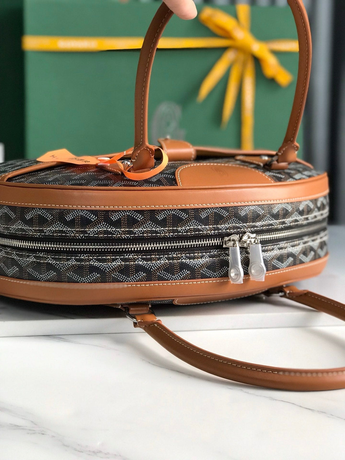 SAINT JEANNE BAG 35 IN BROWN GOYARDINE CANVAS AND CALFSKIN