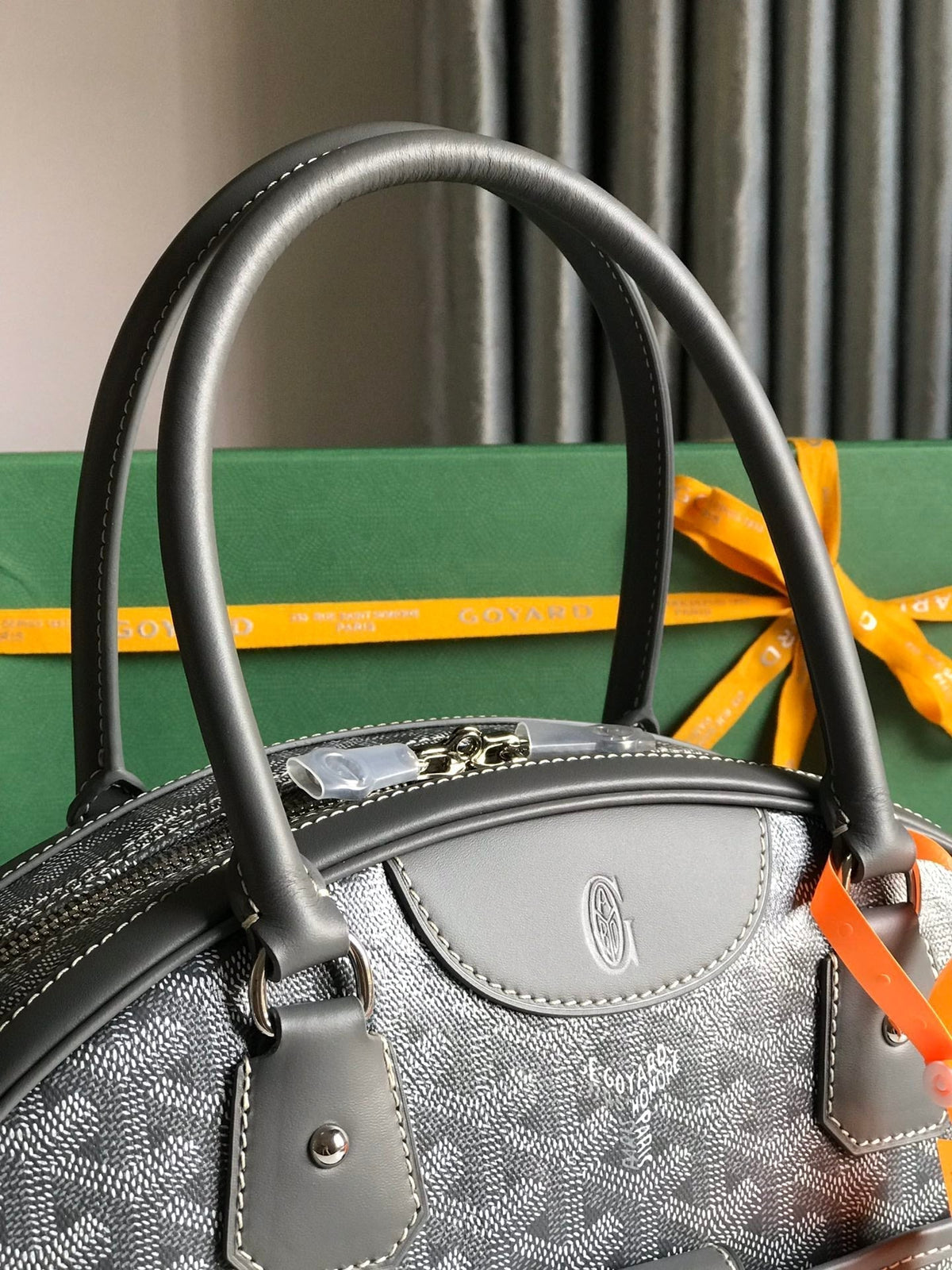 SAINT JEANNE BAG 35 IN GREY GOYARDINE CANVAS AND CALFSKIN