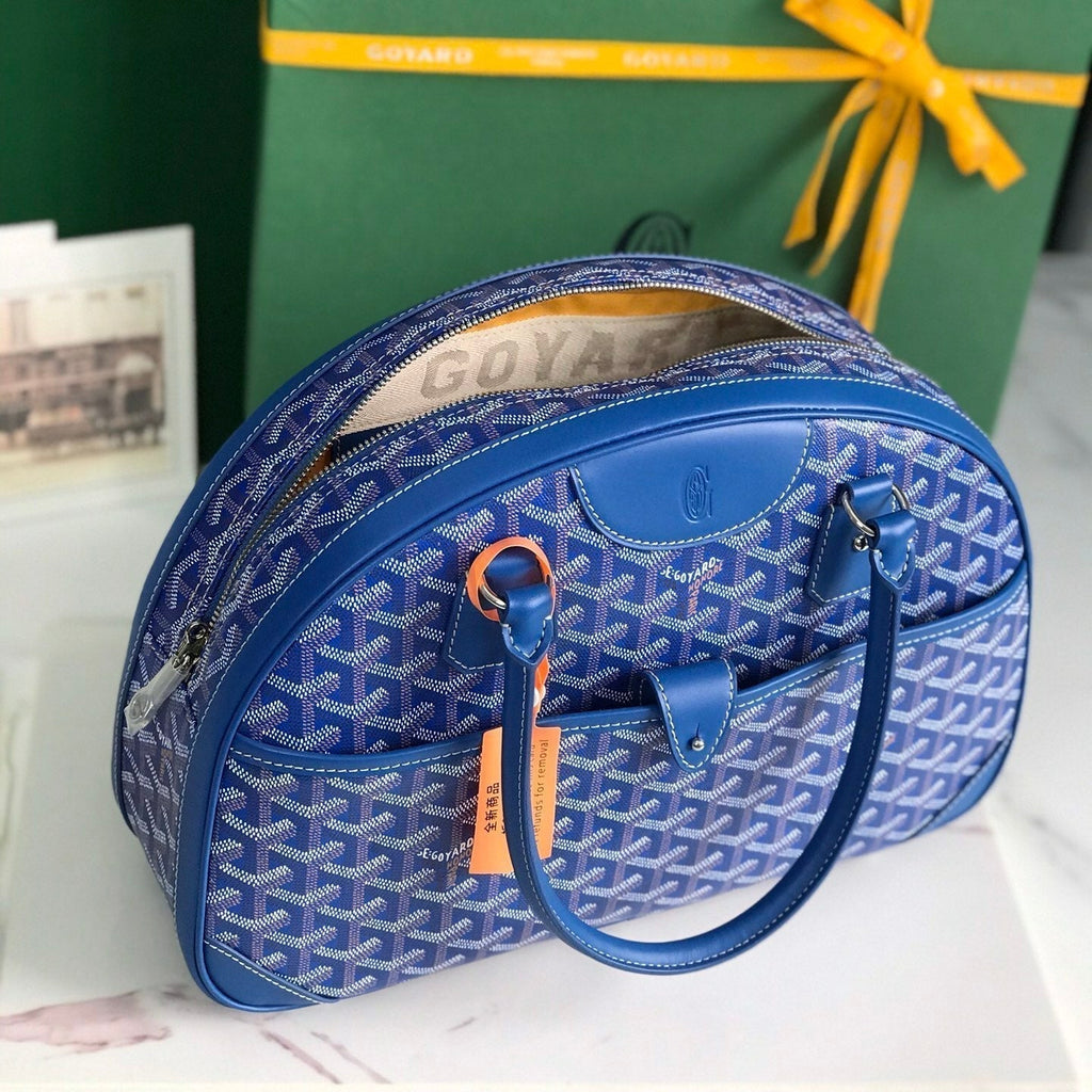 SAINT JEANNE BAG 35 IN AZURE BLUE GOYARDINE CANVAS AND CALFSKIN