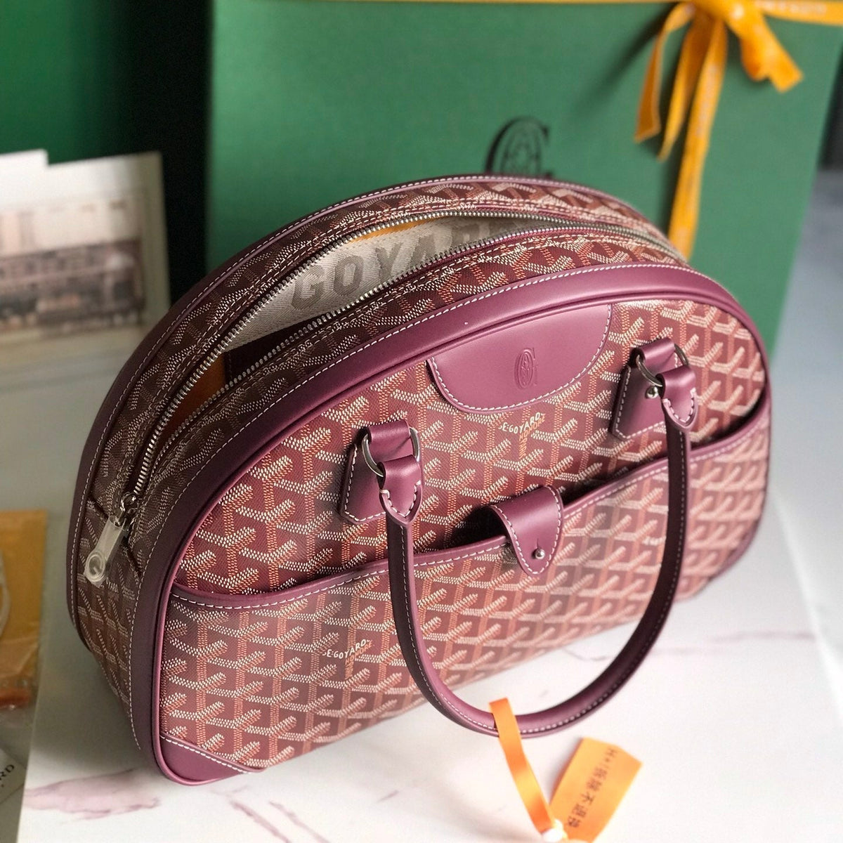 SAINT JEANNE BAG 35 IN CANNON PINK GOYARDINE CANVAS AND CALFSKIN