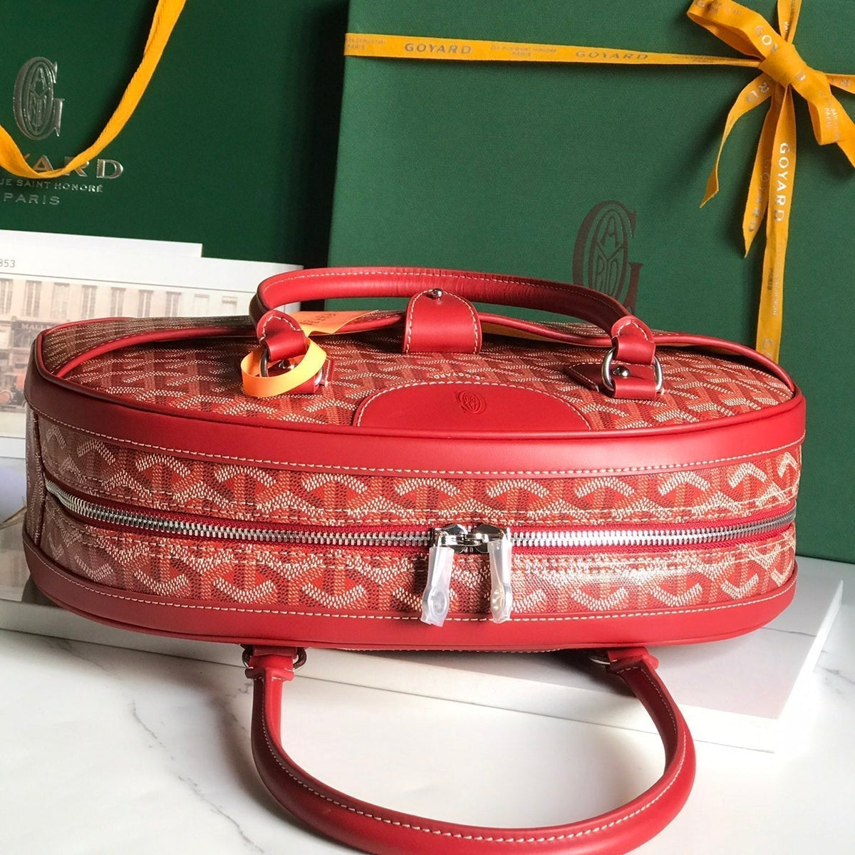 SAINT JEANNE BAG 35 IN RED GOYARDINE CANVAS AND CALFSKIN