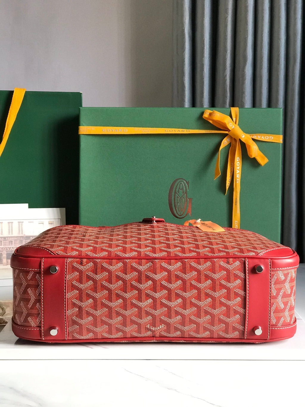 SAINT JEANNE BAG 35 IN RED GOYARDINE CANVAS AND CALFSKIN