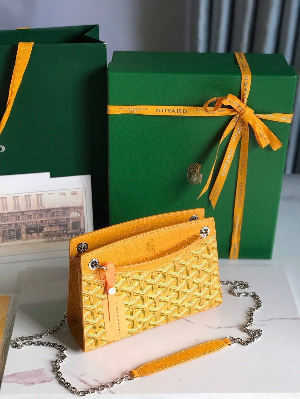 ROUETTE STRUCTURÉ MINI BAG 21 IN YELLOW GOYARDINE CANVAS AND CALFSKIN