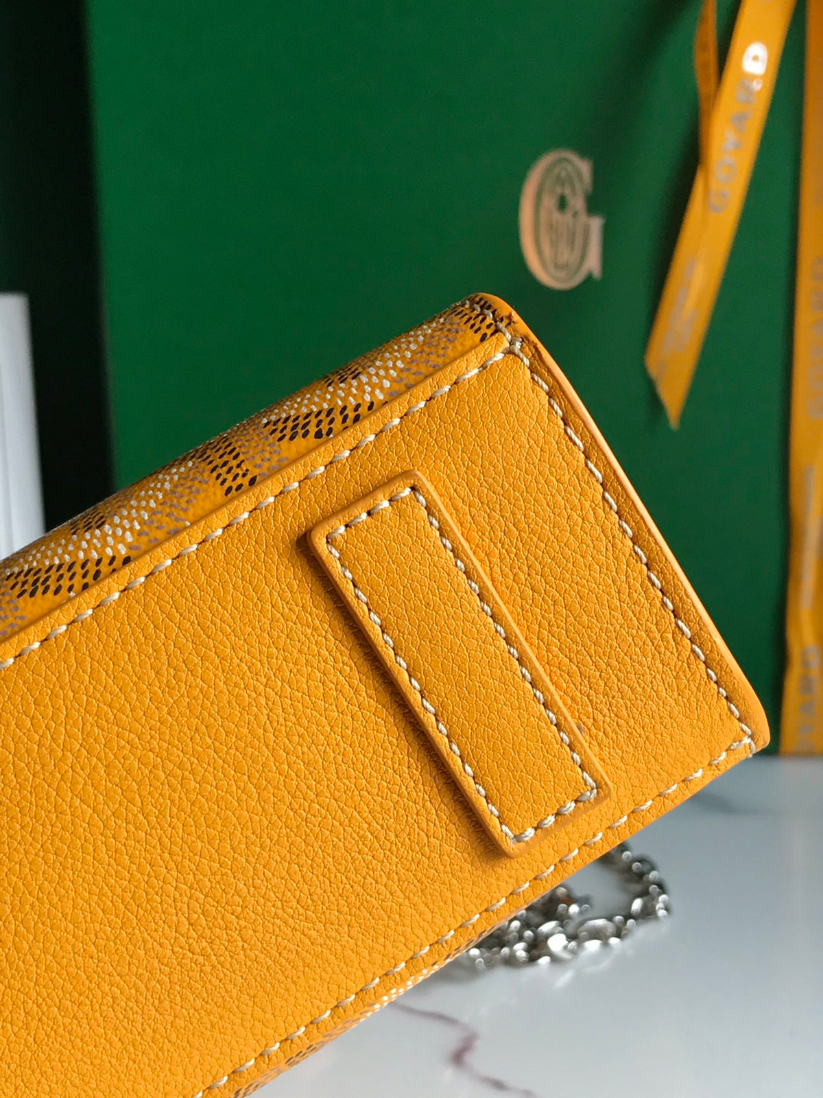 ROUETTE STRUCTURÉ MINI BAG 21 IN YELLOW GOYARDINE CANVAS AND CALFSKIN