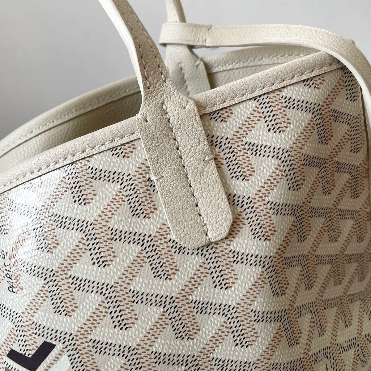 ANJOU MINI BAG 20 IN BEIGE GOYARDINE CANVAS AND CALFSKIN