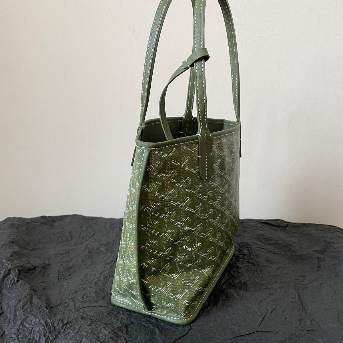 ANJOU MINI BAG 20 IN WOODLAND GREEN GOYARDINE CANVAS AND CALFSKIN