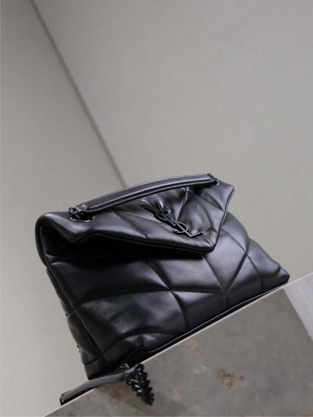 LOULOU PUFFER MEDIUM 29 IN ALL BLACK SHEEPSKIN BLACK HARDWARE