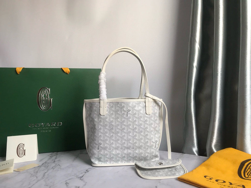 ANJOU MINI BAG 20 IN MILKY WHITE GOYARDINE CANVAS AND CALFSKIN