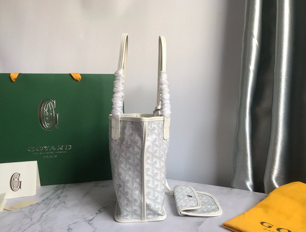 ANJOU MINI BAG 20 IN MILKY WHITE GOYARDINE CANVAS AND CALFSKIN