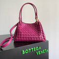 BOTTEGA VENETA 25S SMALL PARACHUTE 29 IN RASPBERRY PINK CALFSKIN GOLD HARDWARE
