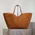 YSL 25S Y MAXI TOTE 50 IN CARAMEL SUEDE GOLD HARDWARE