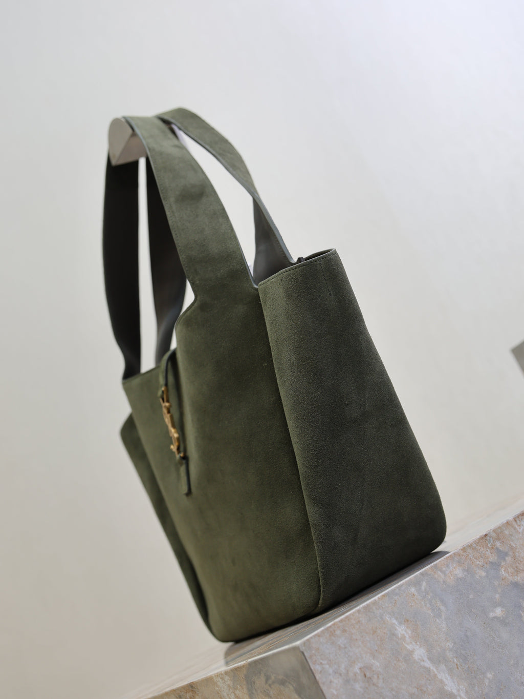 YSL 25S LE 5 À 7 BEA 50 IN DARK OLIVE SUEDE GOLD HARDWRE