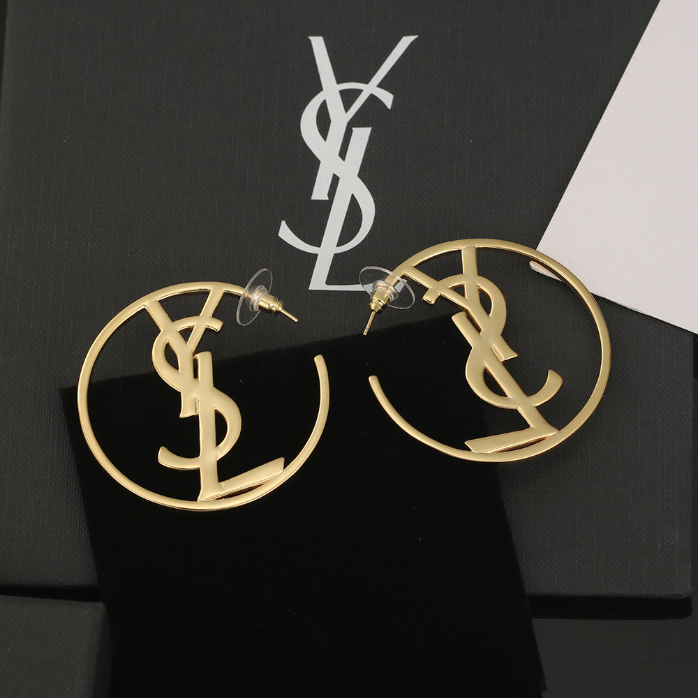18K YSL Monogram Earrings
