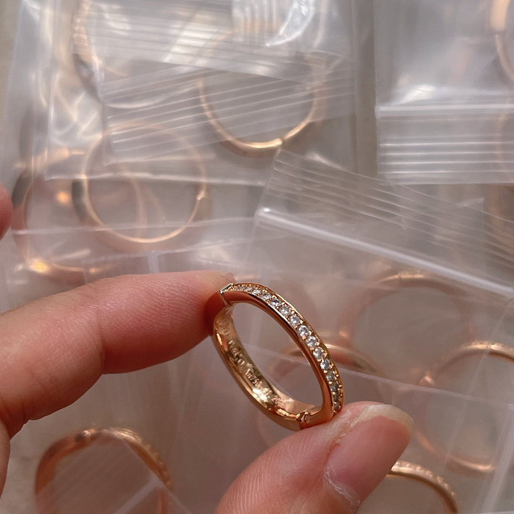 18K Tiffany Lock Diamonds Rose Gold Ring