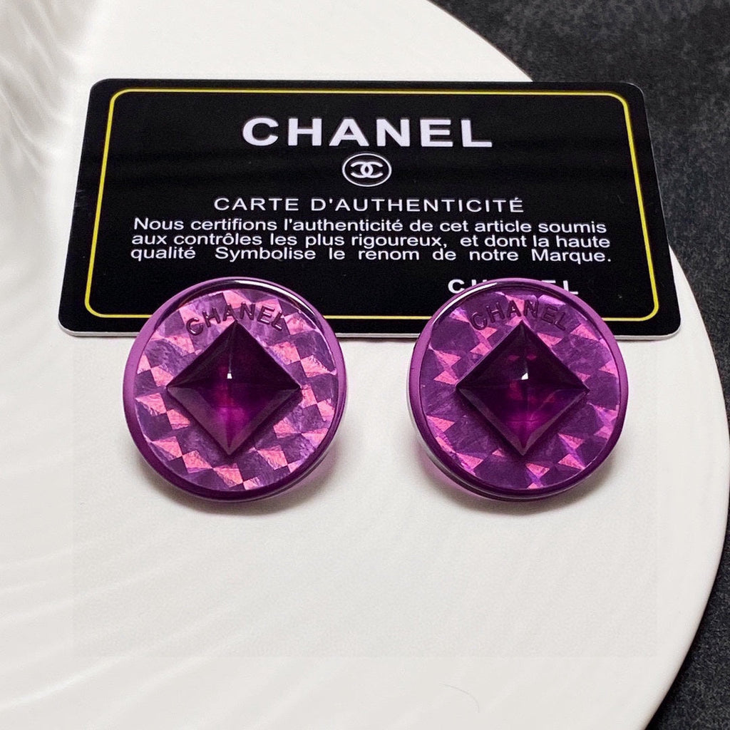 18K Vintage  Chanel Purple Earrings