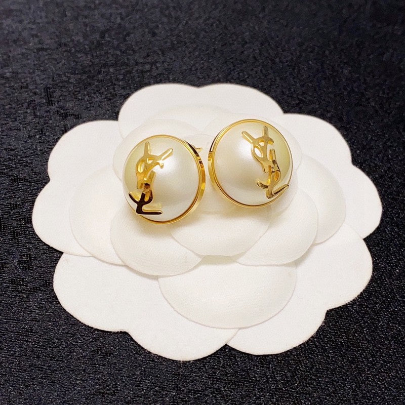 18K YSL White & Red Earrings