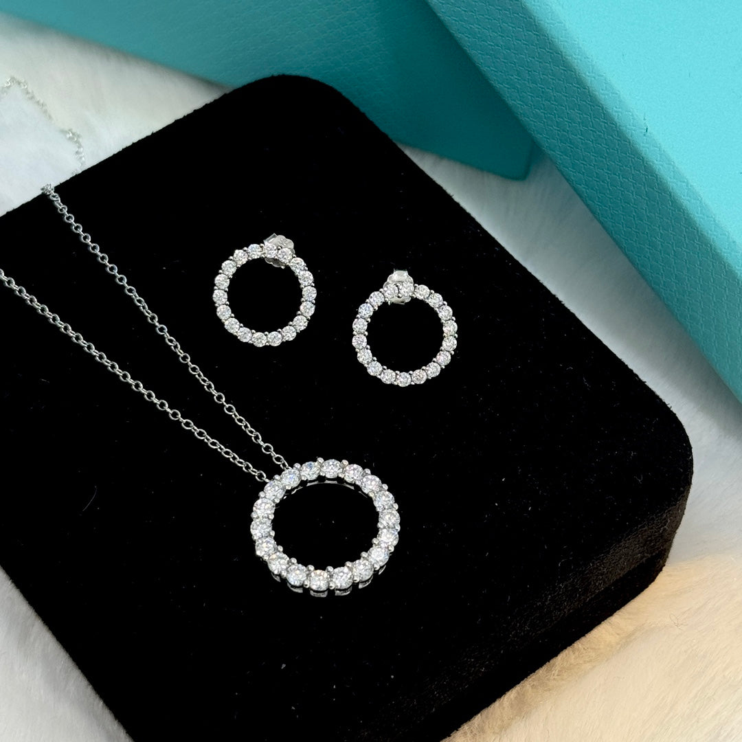 18K Tiffany Circle Diamonds Earrings