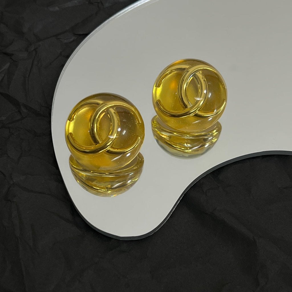 18K Vintage  Chanel Yellow Crystal Earrings
