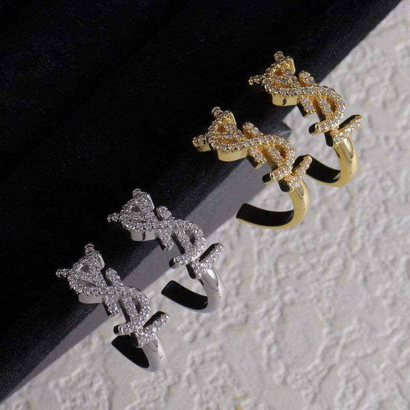 18K YSL Gold Diamond Circle Earrings