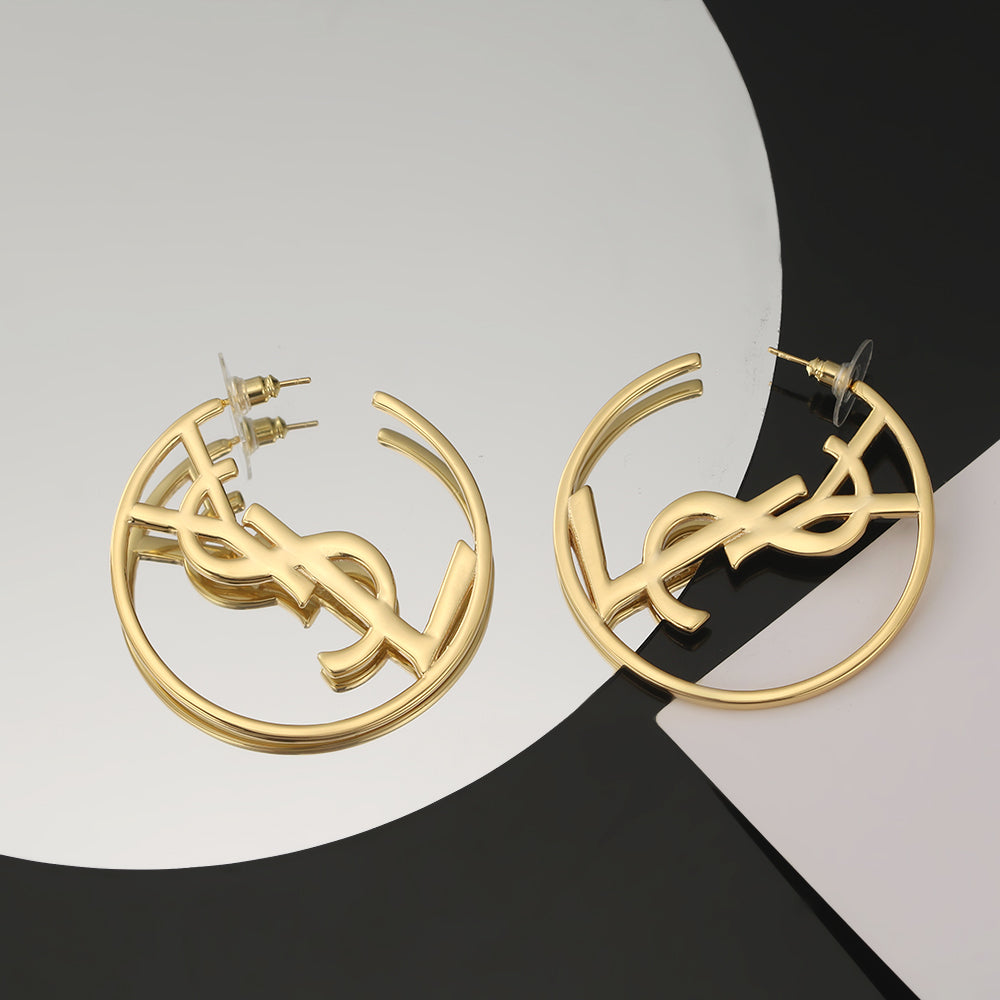 18K YSL Monogram Earrings