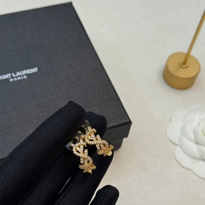 18K YSL Gold Diamond Circle Earrings