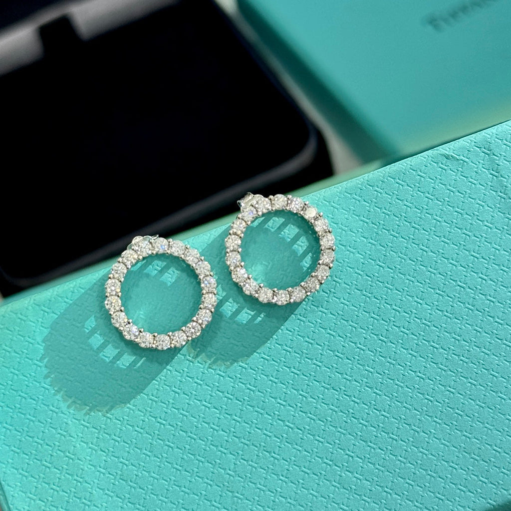 18K Tiffany Circle Diamonds Earrings