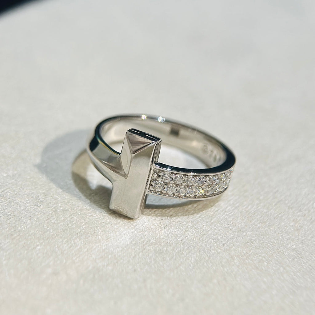18K Tiffany Narrow Pave Ring