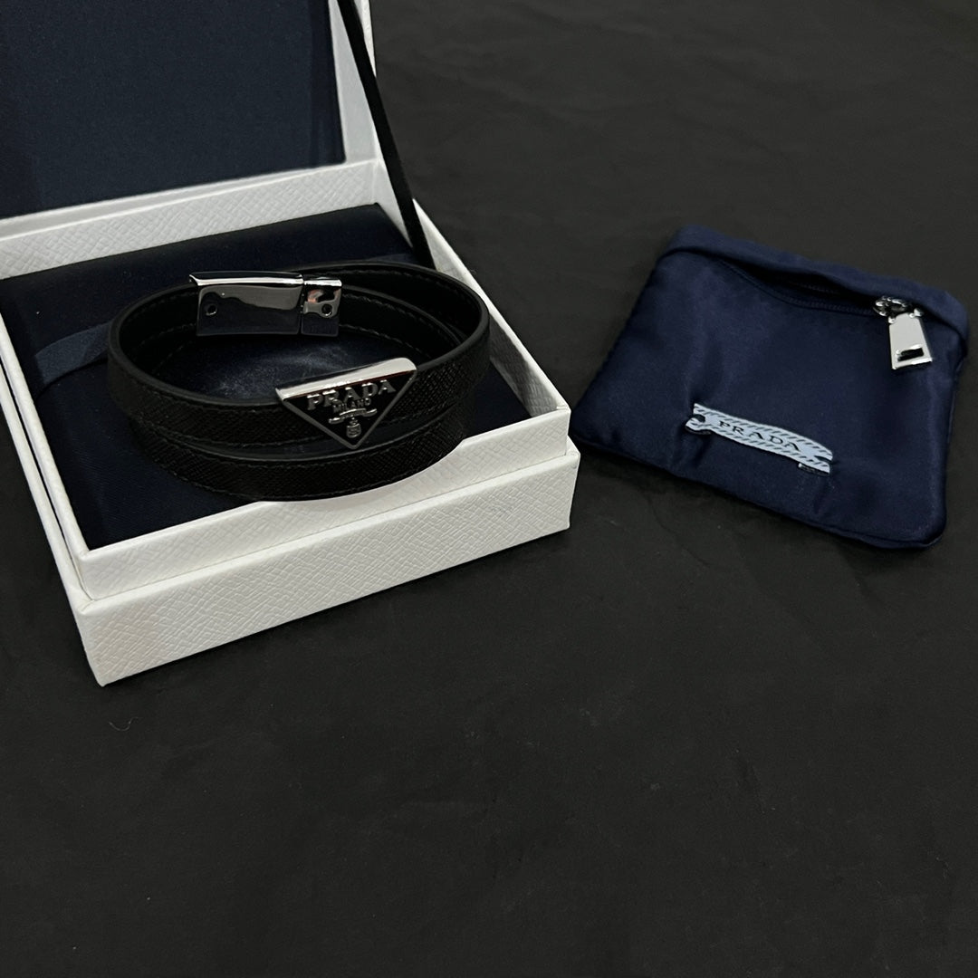 18K Prada Leather Bracelet